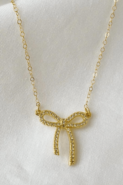 14k Gold Filled Bow Necklace Wild Bohemian 