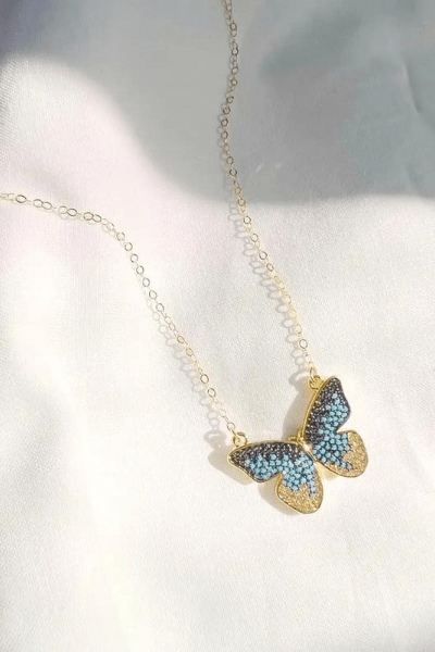 14k Gold Filled Butterfly Necklace Wild Bohemian 