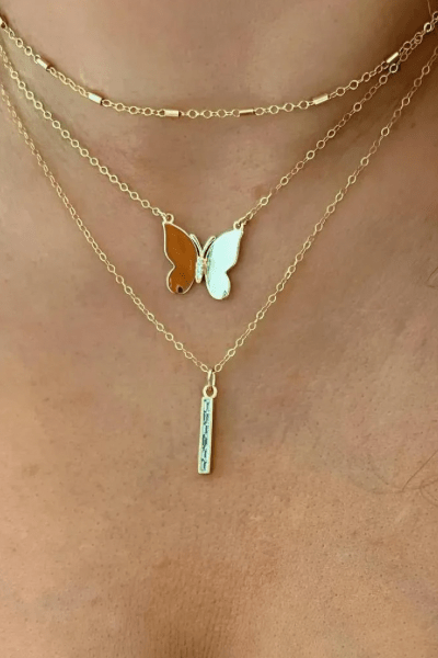 14k Gold Filled Social Butterfly Necklace Wild Bohemian 