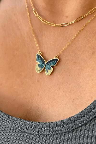 14k Gold Filled Butterfly Necklace Wild Bohemian 
