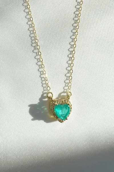 14k Gold Filled Emerald Heart Necklace Wild Bohemian 
