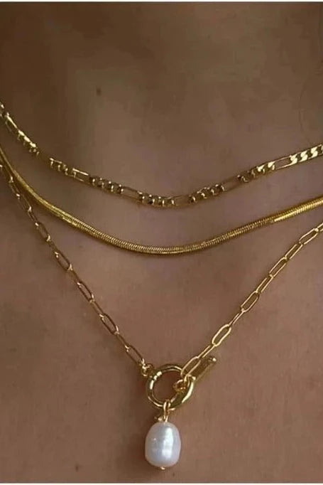 Trendy Multilayered Necklaces NECKLACES Josslyn PEARL TOGGLE 
