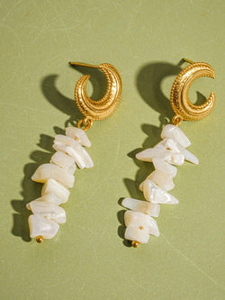 Pearlescent Chip Stone Earrings Wild Bohemian 