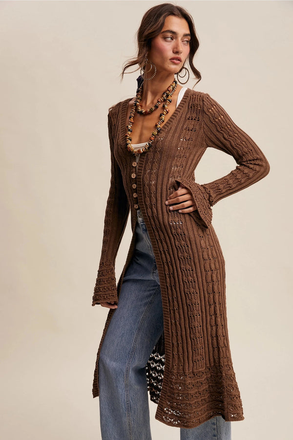Chelsea Crochet Duster Cardigan OUTERWEARS Listicle 