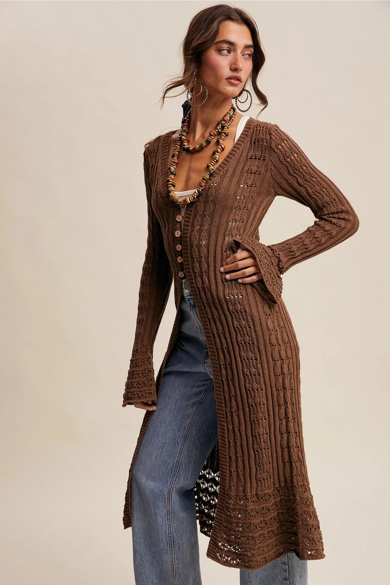 Chelsea Crochet Duster Cardigan OUTERWEARS Listicle 