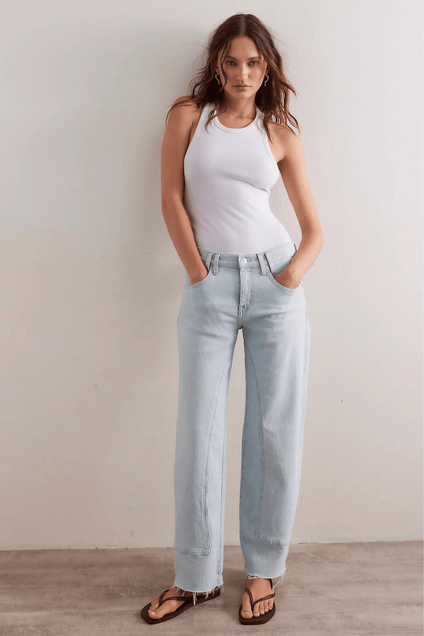 FREE PEOPLE | Risk Taker Straight Jeans in Daydream Blue Wild Bohemian 