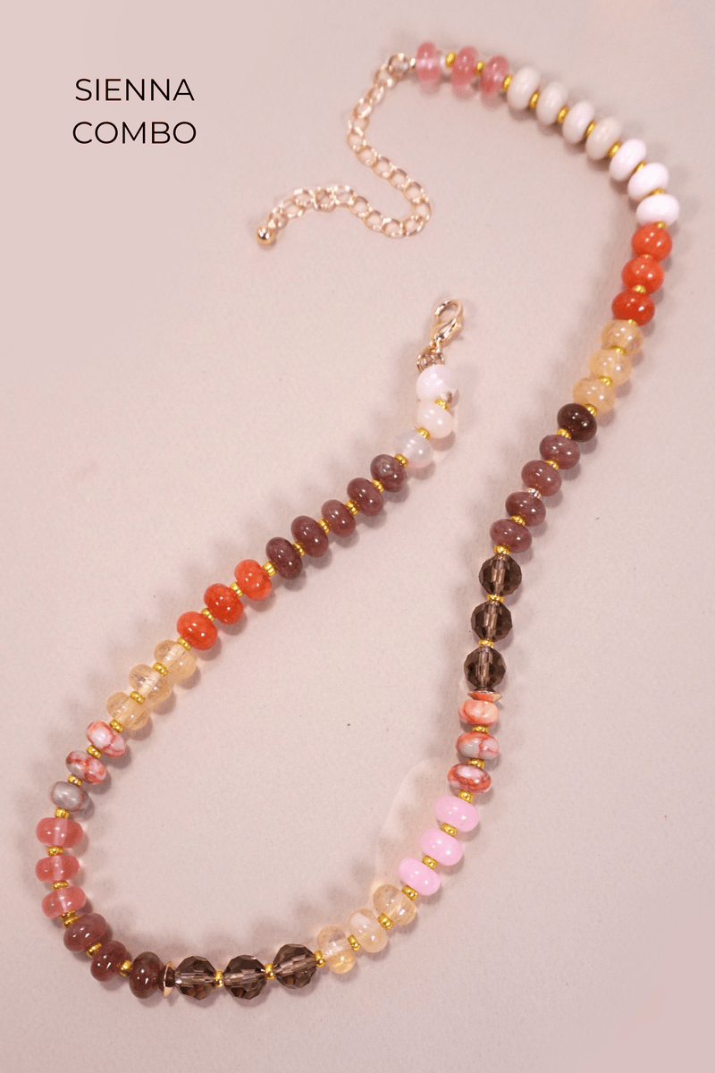 Beaded Natural Agate Necklaces - BACK IN STOCK NECKLACES Josslyn SIENNA COMBO 