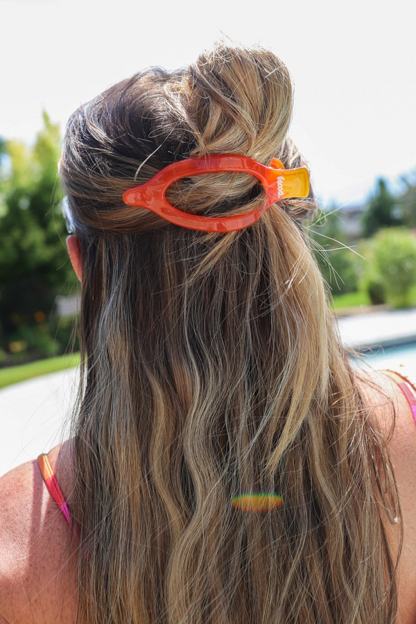 Flat-Back Hair Claws - Jelly Colors Wild Bohemian ORANGE 