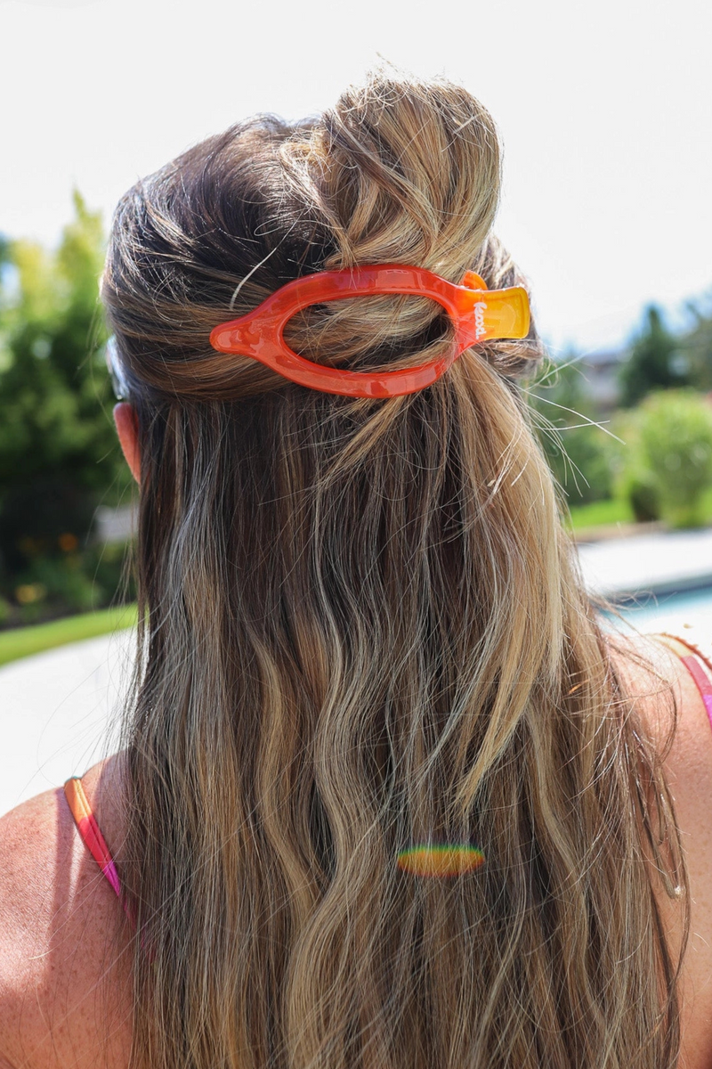 Flat-Back Hair Claws - Jelly Colors Wild Bohemian ORANGE 