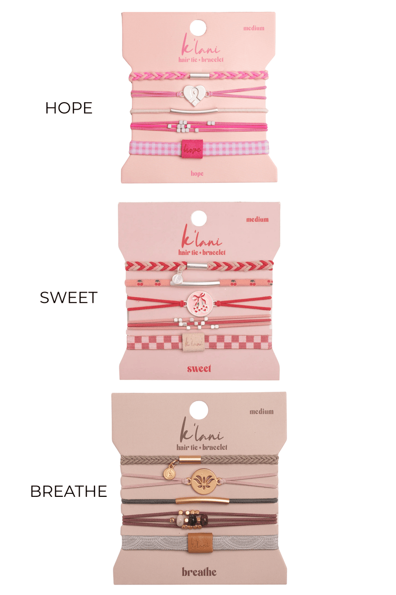 "For the Girls" Hair Tie Bracelet Sets - 3 Styles Wild Bohemian SWEET 