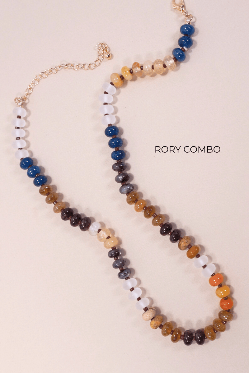 Beaded Natural Agate Necklaces - BACK IN STOCK NECKLACES Josslyn RORY COMBO 