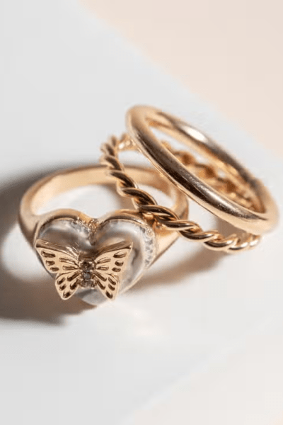 Butterfly Heart Ring Sets Wild Bohemian HOWLITE 