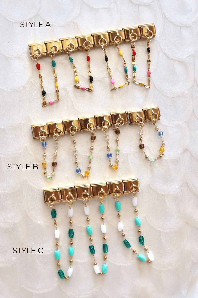 Italian Charms | DOUBLE CHAIN BEADED ITALIAN CHARM BAR LAMOON STYLE A 