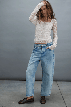 FREE PEOPLE Deep Trance Dropped Boyfriend Jeans Wild Bohemian 