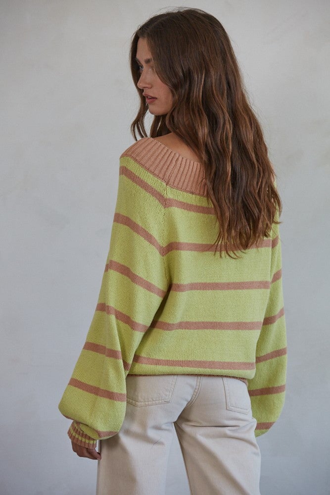 Matcha Latte Striped Sweater Wild Bohemian 