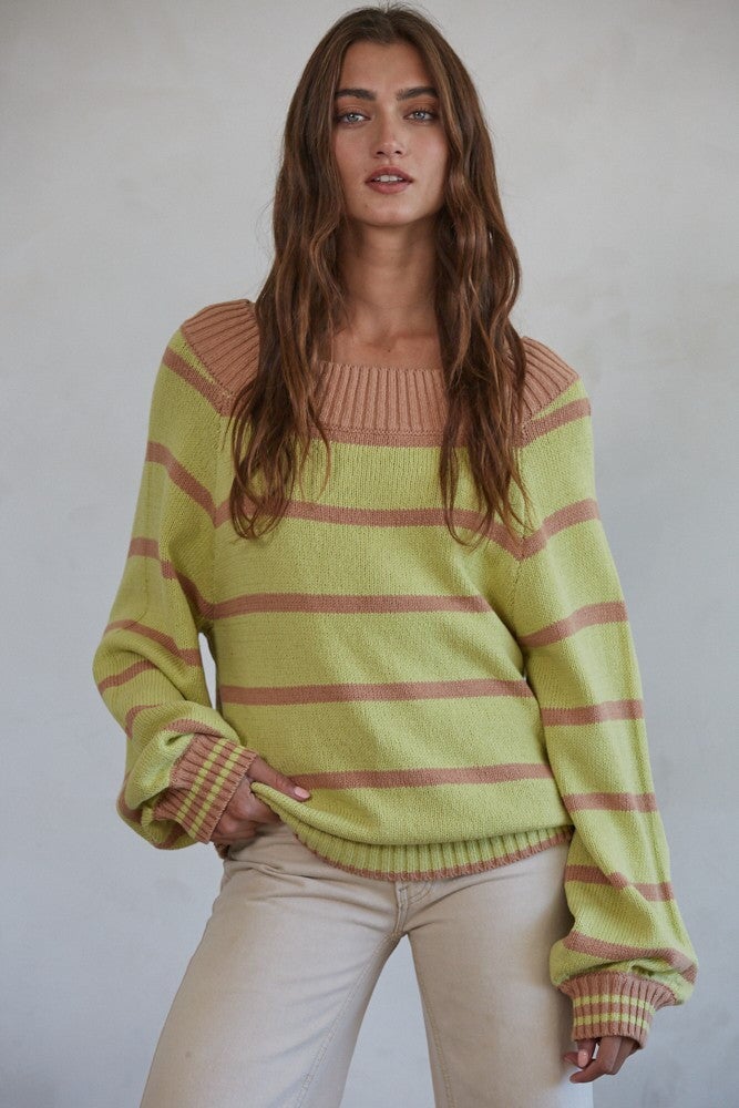 Matcha Latte Striped Sweater Wild Bohemian 