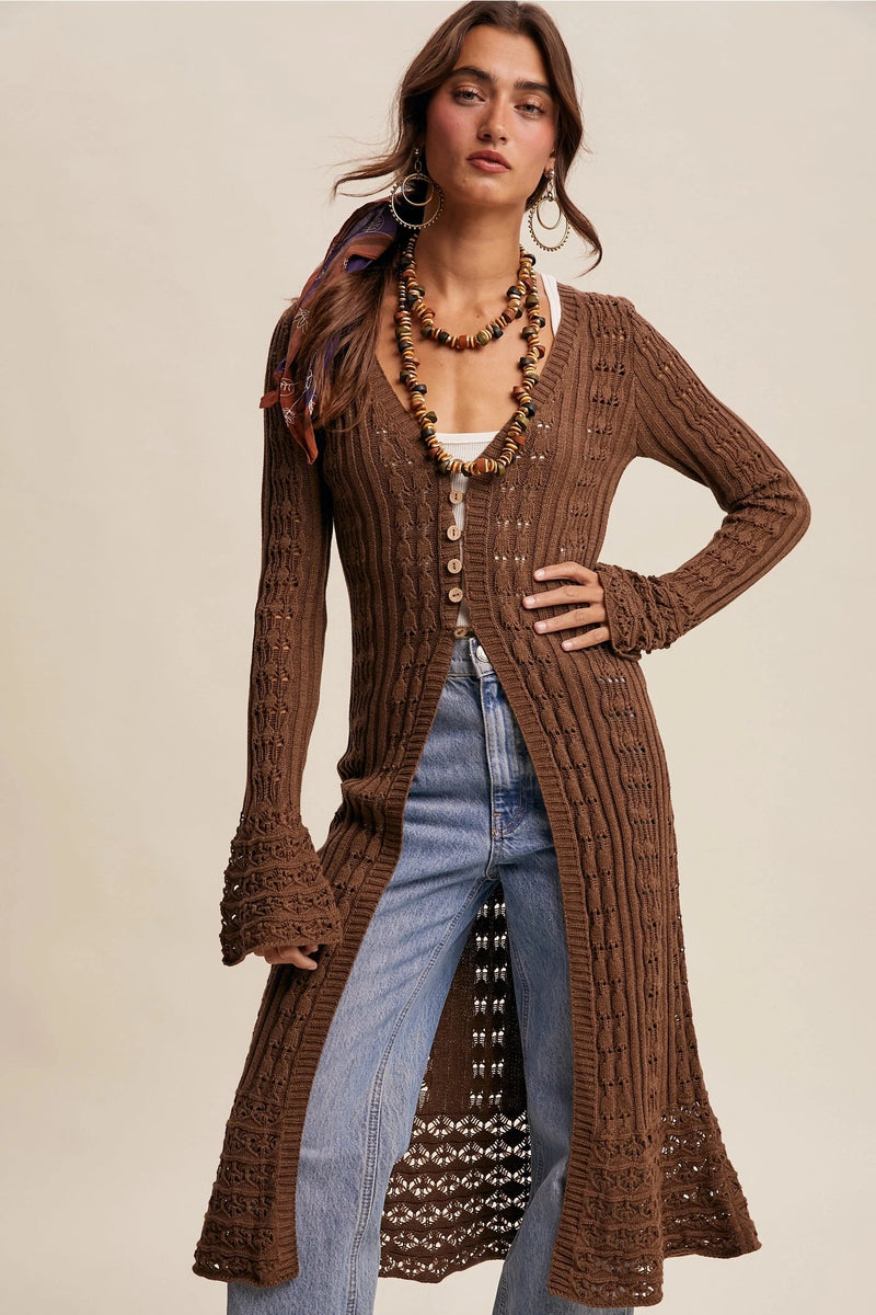 Chelsea Crochet Duster Cardigan OUTERWEARS Listicle 