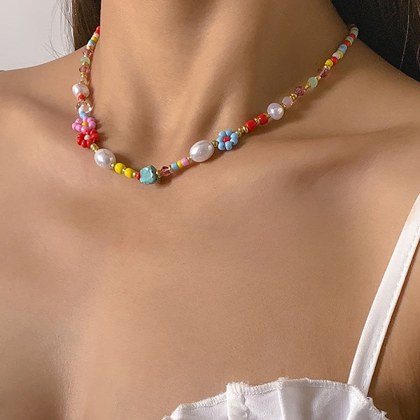 Pearl & Daisy Beaded Necklace NECKLACES Josslyn 