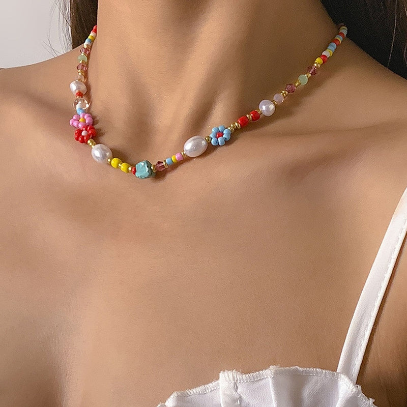 Pearl & Daisy Beaded Necklace NECKLACES Josslyn 
