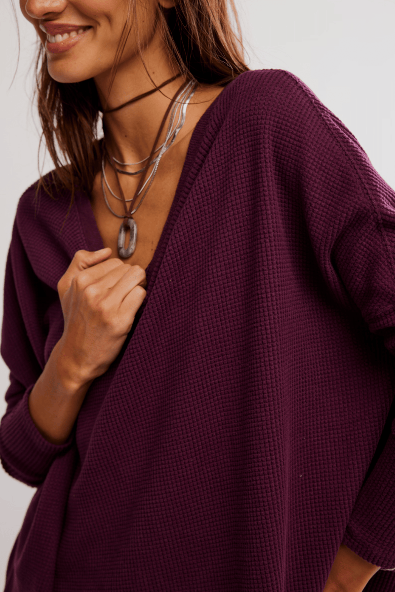 Latte Blues Thermal in Chocolate Grape - Free People TOPS Free People 