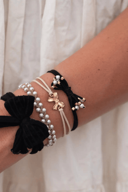 Hair Tie Bracelet Set | Ribbon Bow Sets Wild Bohemian BLACK BOW 