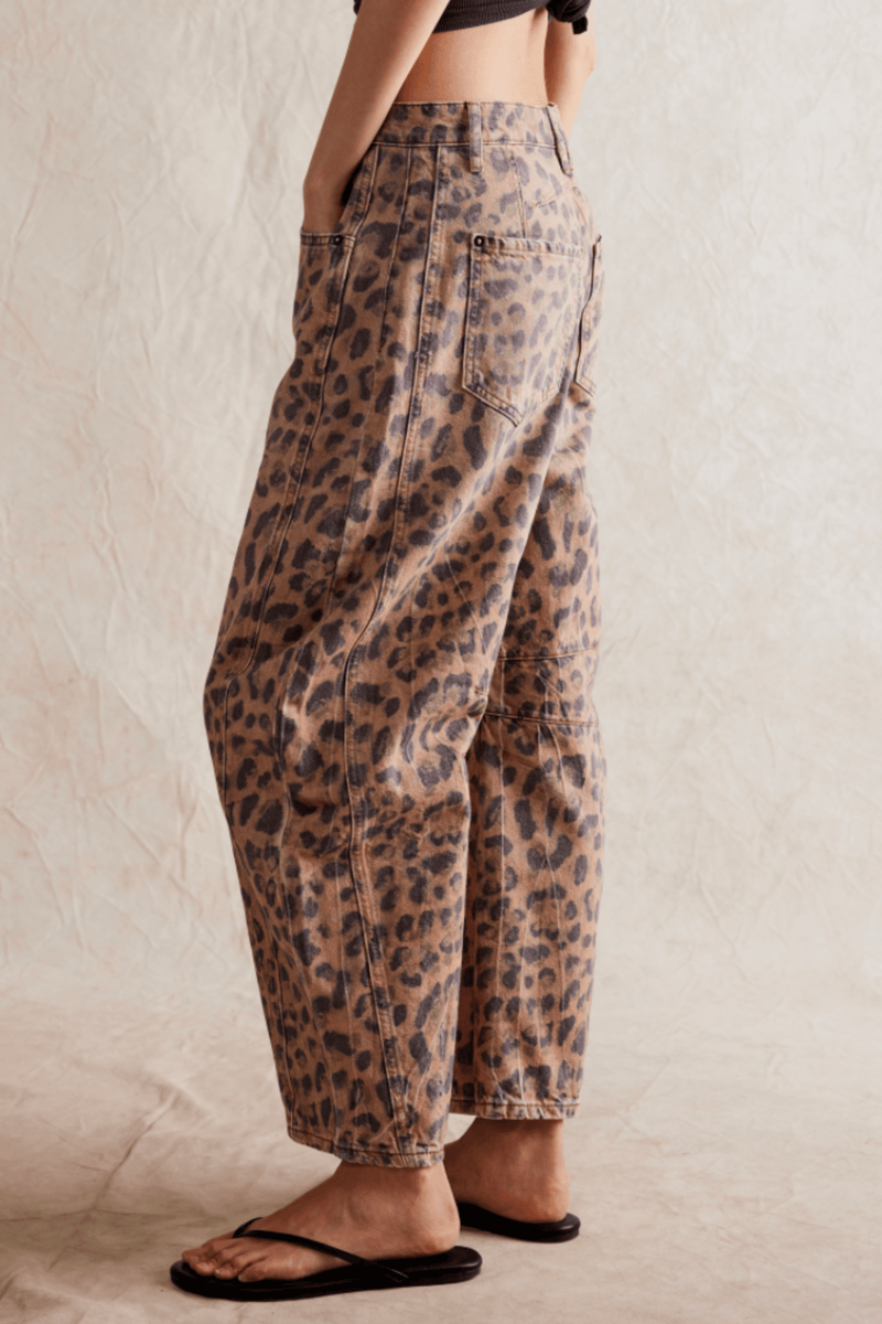 FREE PEOPLE Good Luck Printed Barrel in Leopard Combo Wild Bohemian 