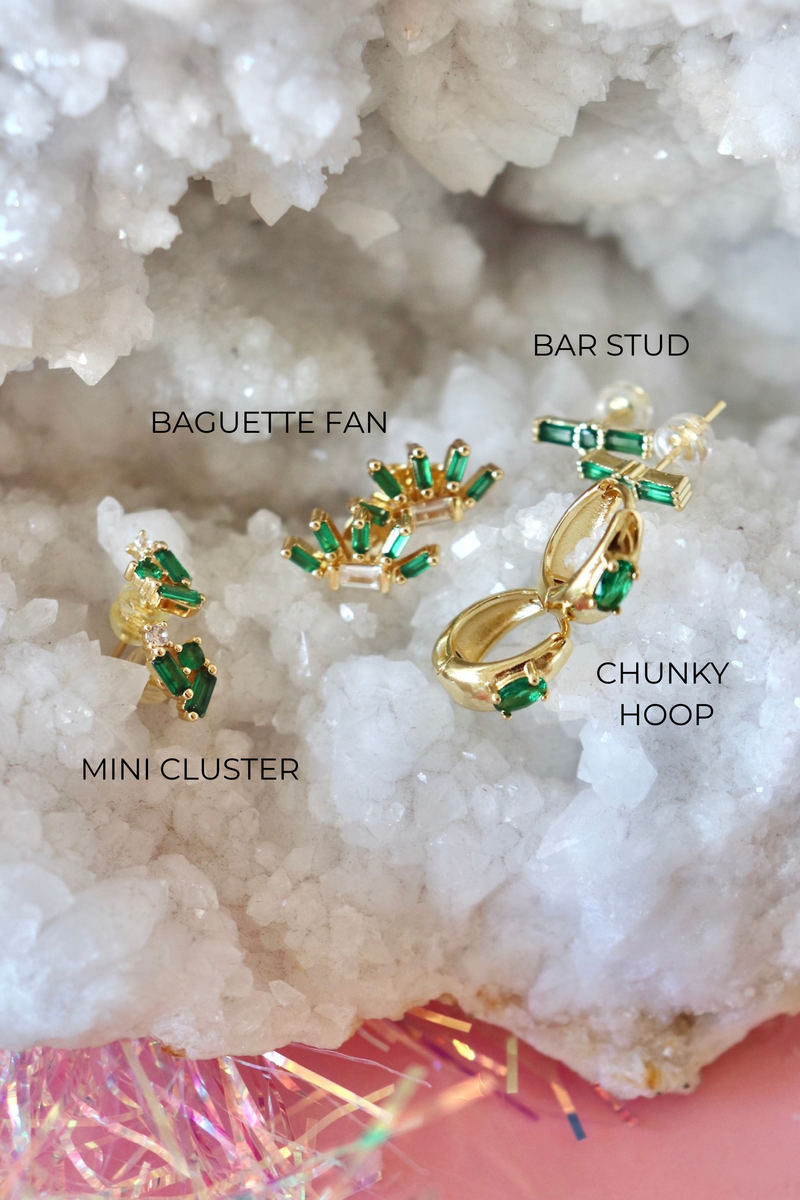 Tarnish Resistant Emerald Earrings EARRINGS Aim Eternal MINI CLUSTER 