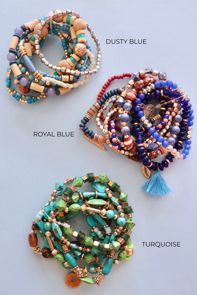 River Bracelet Stacks - 3 Styles Wild Bohemian DUSTY BLUE 