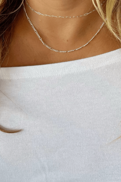 White Gold Filled Rose Paperclip Necklace Wild Bohemian 