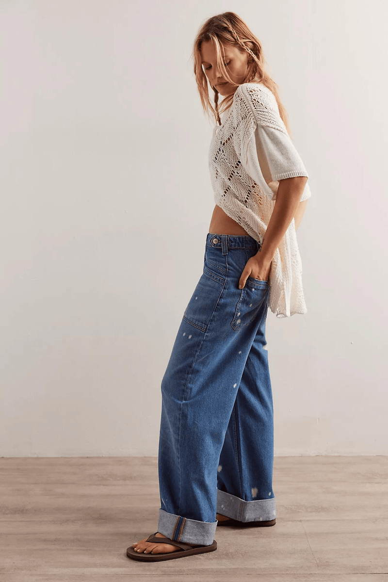 Free People Palmer Cuffed Jeans Wild Bohemian 