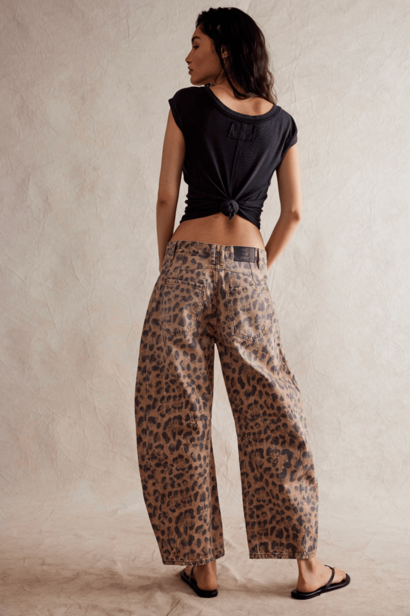 FREE PEOPLE Good Luck Printed Barrel in Leopard Combo Wild Bohemian 