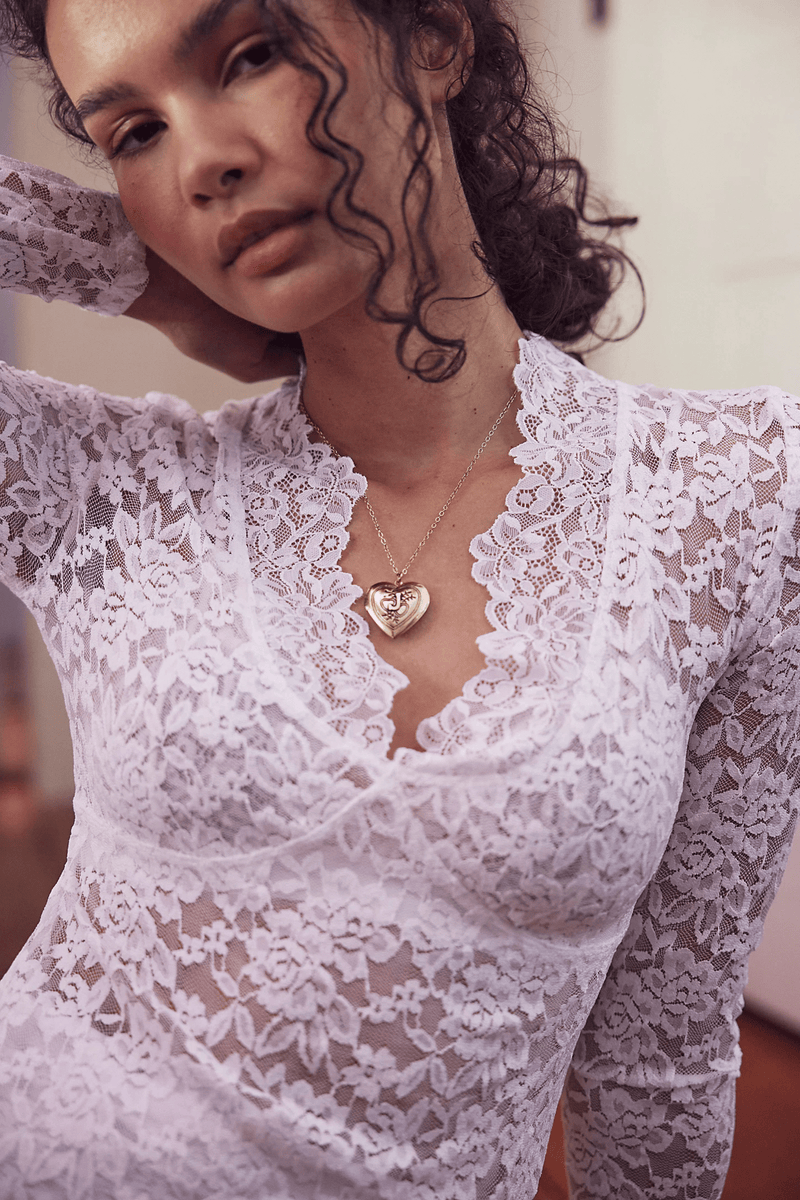 All Day Lace Top in Ivory - Free People TOPS Free People 