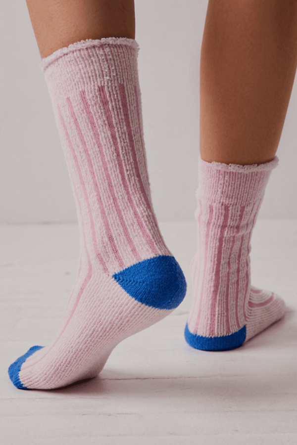 FREE PEOPLE Plush Inside Out Socks Wild Bohemian BUBBLEGUM 