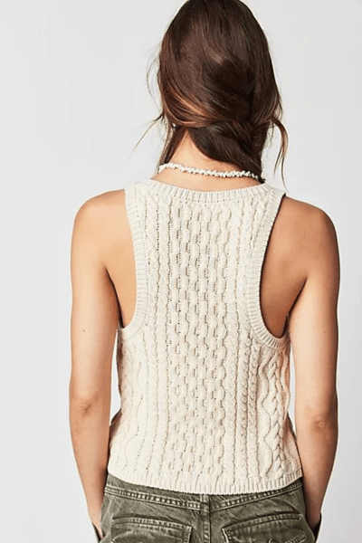 FREE PEOPLE High Tide Cable Knit Tank Wild Bohemian 