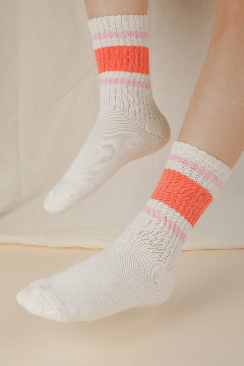 Varsity Crew Socks SOCKS VeryJ TANGERINE + BLUSH 
