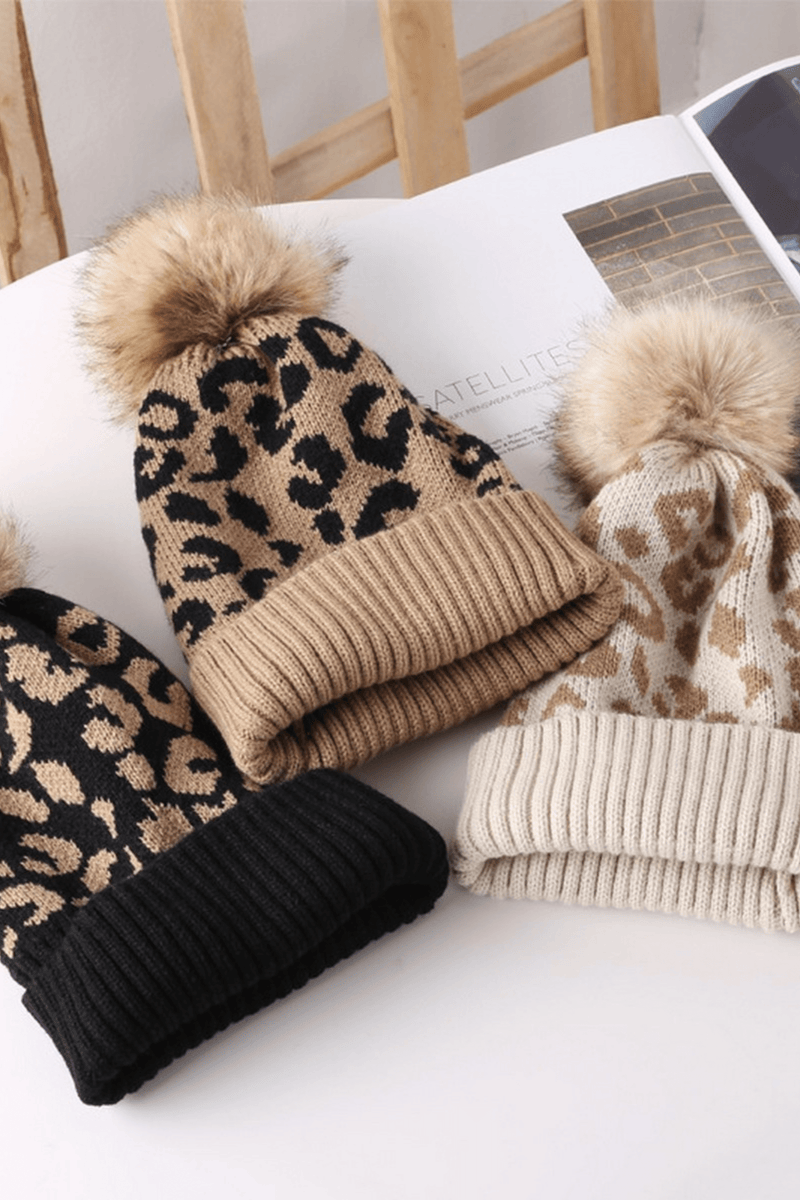 Leopard Pom Beanies Wild Bohemian 