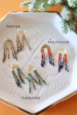 Chromacolor Miyuki Fringe Earrings - 3 Colors Wild Bohemian TURQUOISE 