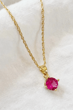 Gold Filled Genuine Stone Necklace - 7 Styles Wild Bohemian HOT PINK 