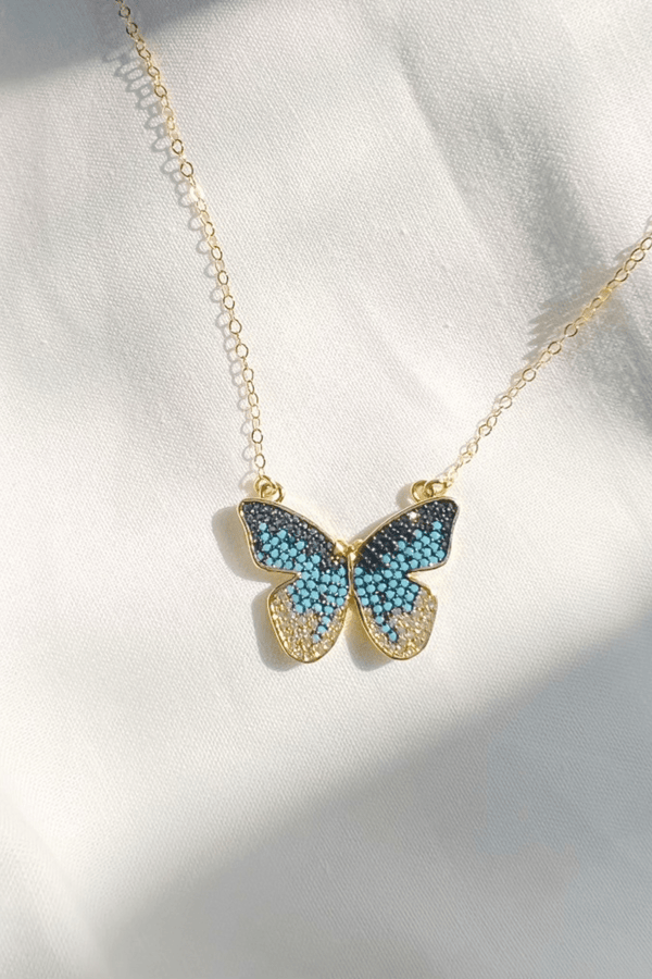 Gold Filled Butterfly Necklace Wild Bohemian 