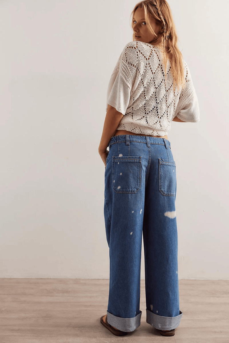 Free People Palmer Cuffed Jeans Wild Bohemian 