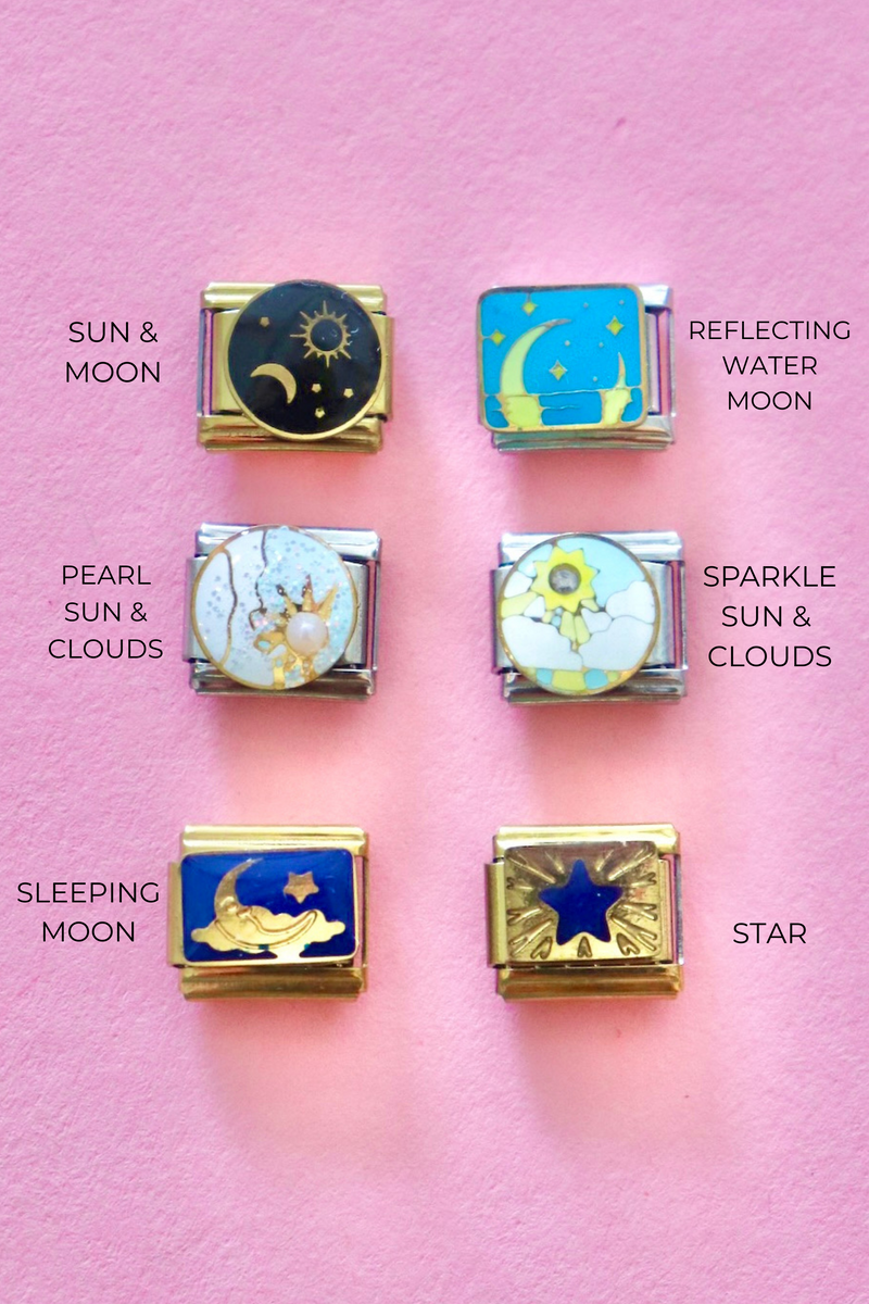 Italian Charms | CELESTIAL ITALIAN CHARM BAR LAMOON SUN AND MOON 