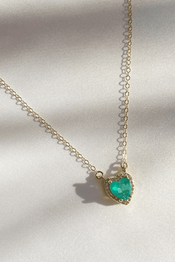 Gold Filled Emerald Heart Necklace Wild Bohemian 