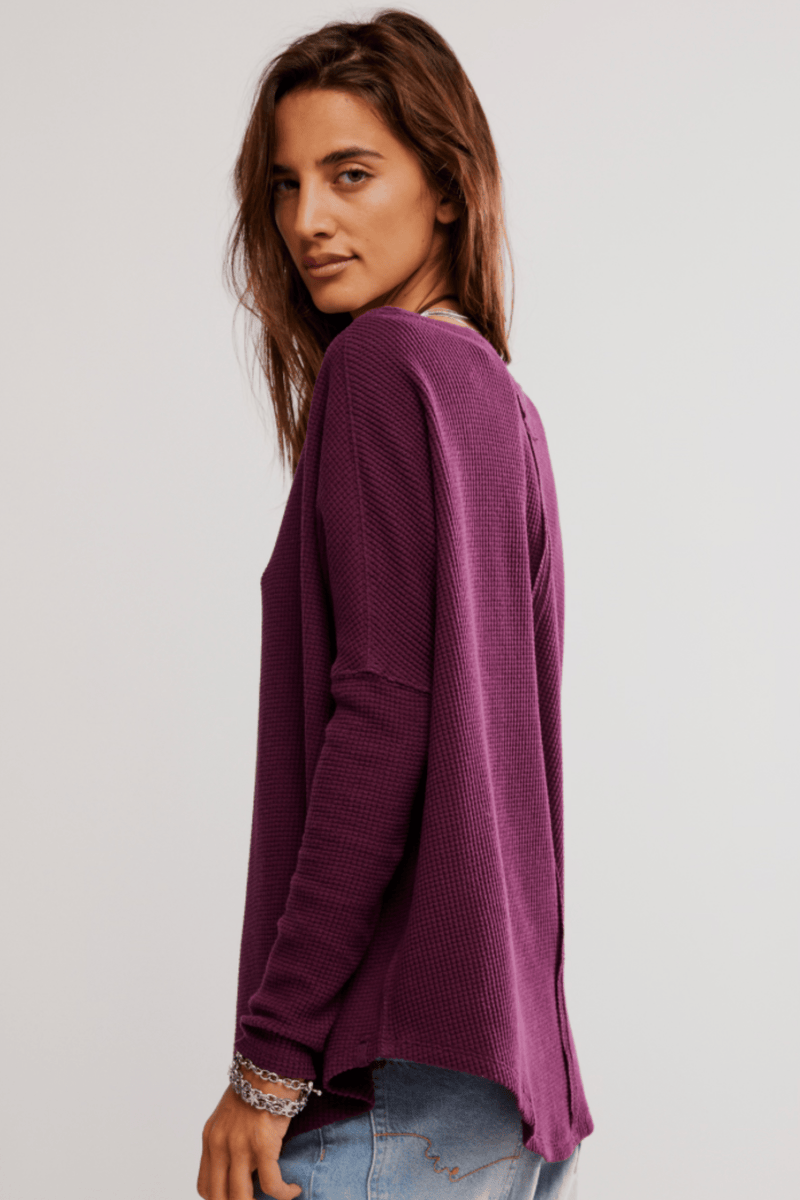 Latte Blues Thermal in Chocolate Grape - Free People TOPS Free People 