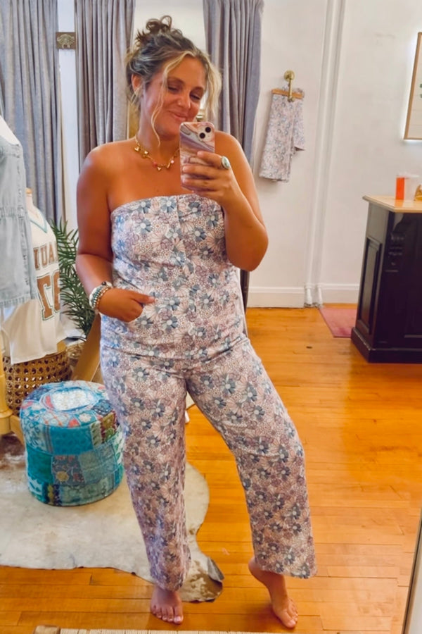 Delaney Floral Denim Jumpsuit JUMPSUIT POLYGRAM 