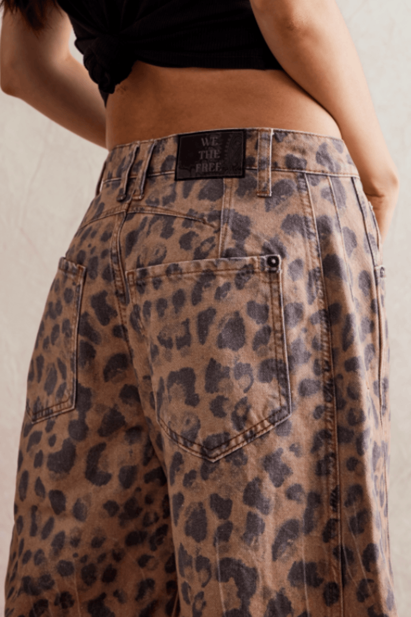 FREE PEOPLE Good Luck Printed Barrel in Leopard Combo Wild Bohemian 