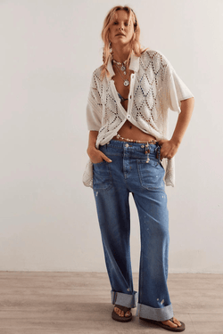 Free People Palmer Cuffed Jeans Wild Bohemian 