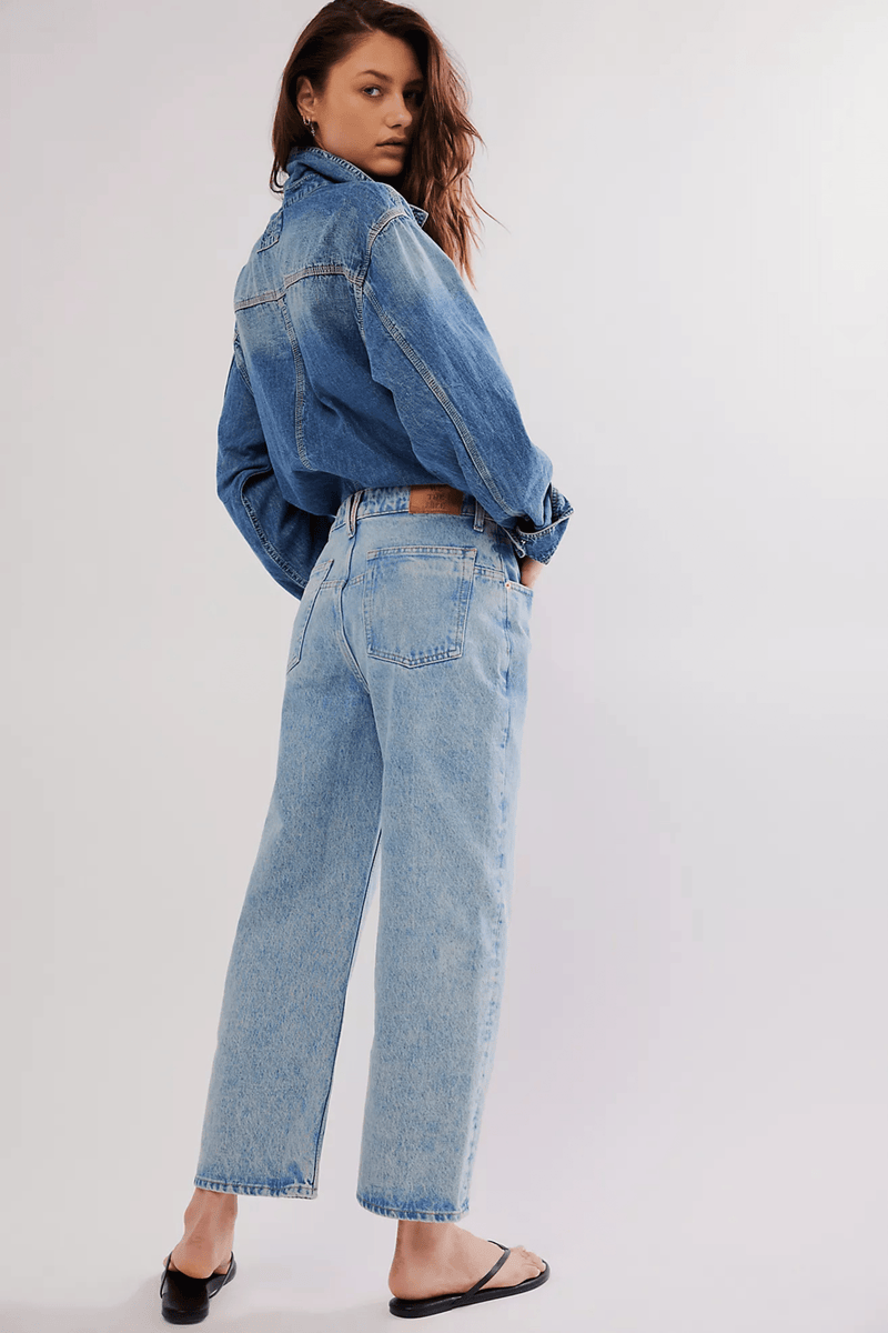 FREE PEOPLE Deep Trance Dropped Boyfriend Jeans Wild Bohemian 