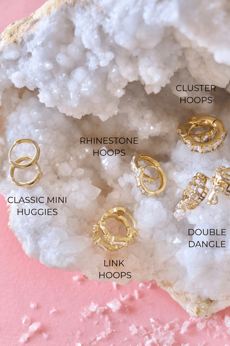 Gold Filled Rhinestone & Gold Earrings EARRINGS Aim Eternal CLASSIC MINI HUGGIES 