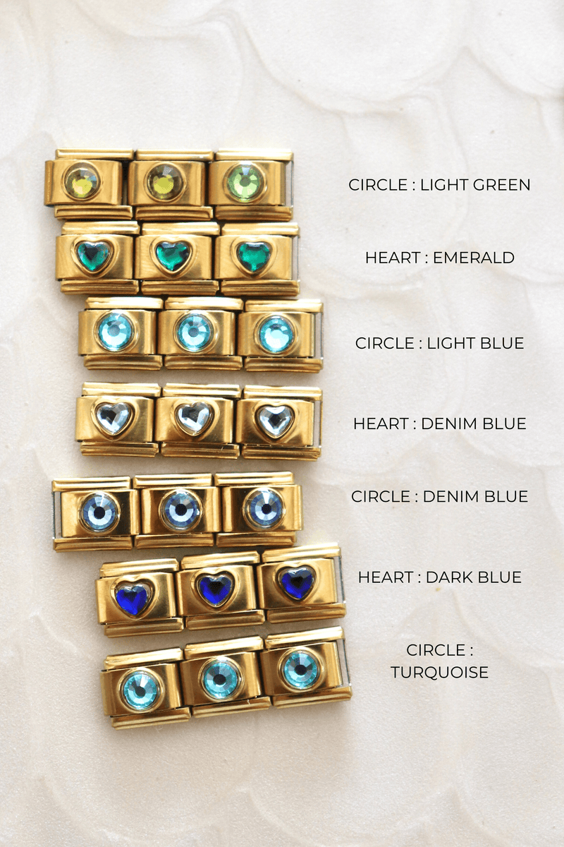 Italian Charms | GEMSTONE ITALIAN CHARM BAR LAMOON HEART : LIGHT GREEN 
