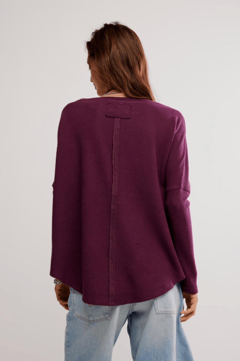 Latte Blues Thermal in Chocolate Grape - Free People TOPS Free People 